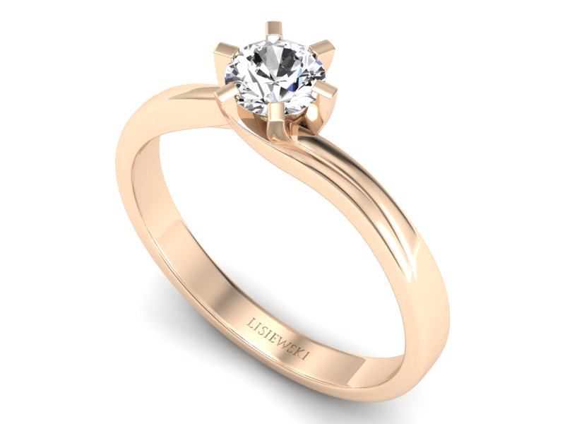 Złoty pierścionek z brylantem różowe złoto - p16094c — zdjęcie 3