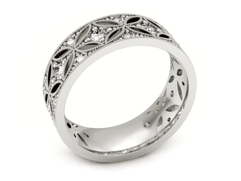 Pierścionek obrączka z brylantami białe złoto - p16095b — zdjęcie 3