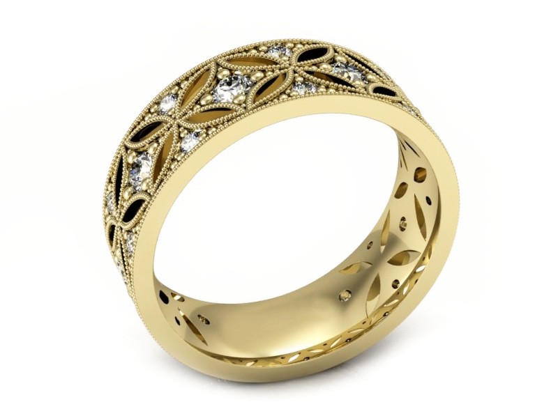 Obrączka z brylantami żółte złoto - p16095z — zdjęcie 3