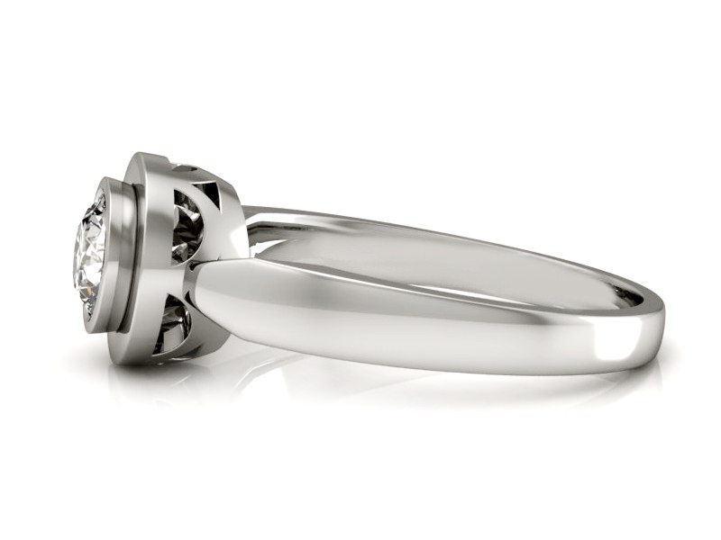 Złoty pierścionek z brylantem białe złoto - p16096b — zdjęcie 2