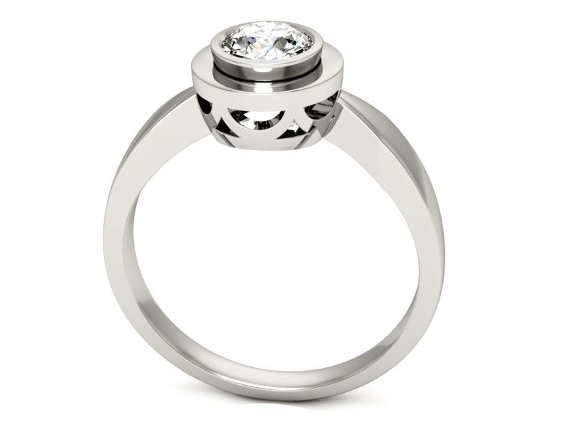 Złoty pierścionek z brylantem białe złoto - p16096b — zdjęcie 3