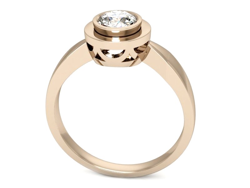Złoty pierścionek z brylantem różowe złoto - p16096c — zdjęcie 3