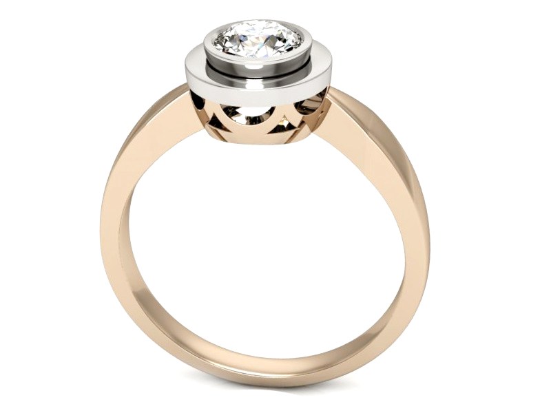 Pierścionek z brylantem różowe i białe złoto - p16096cb — zdjęcie 3