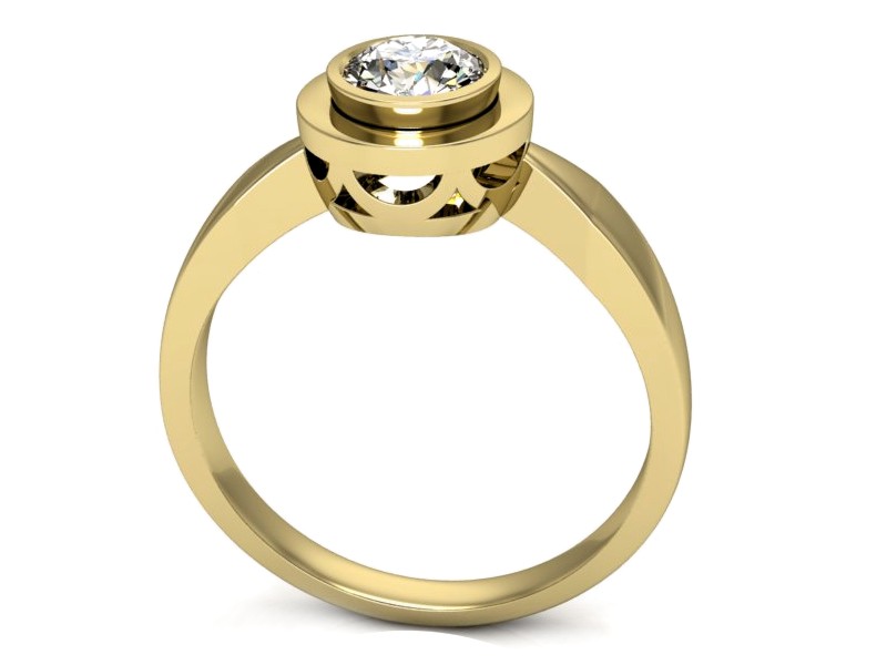 Złoty pierścionek z brylantem żółte złoto - p16096z — zdjęcie 3