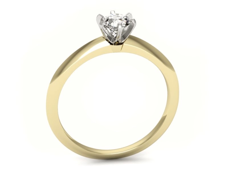 Pierścionek z brylantem z białego i żółtego złota - p16097zb — zdjęcie 3