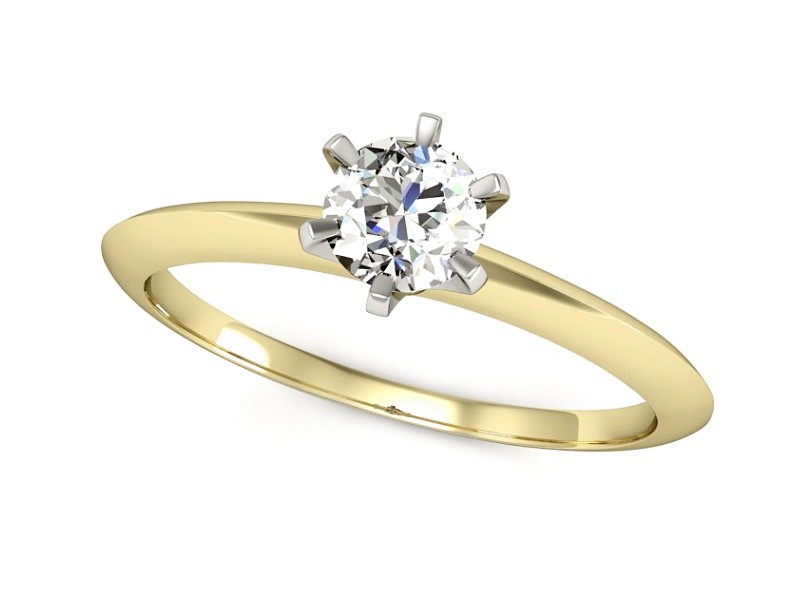 Pierścionek z brylantem z białego i żółtego złota - p16097zb