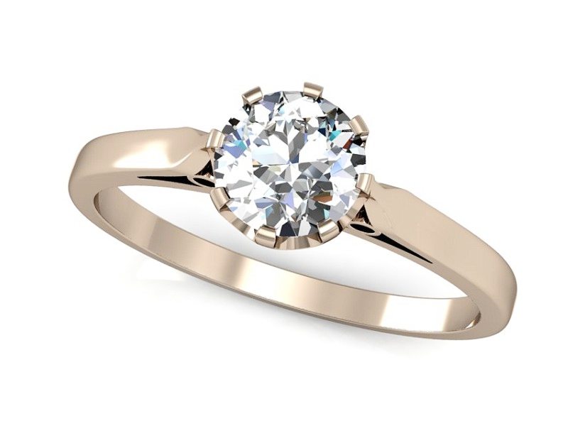 Złoty pierścionek z brylantem różowe złoto - p16099c