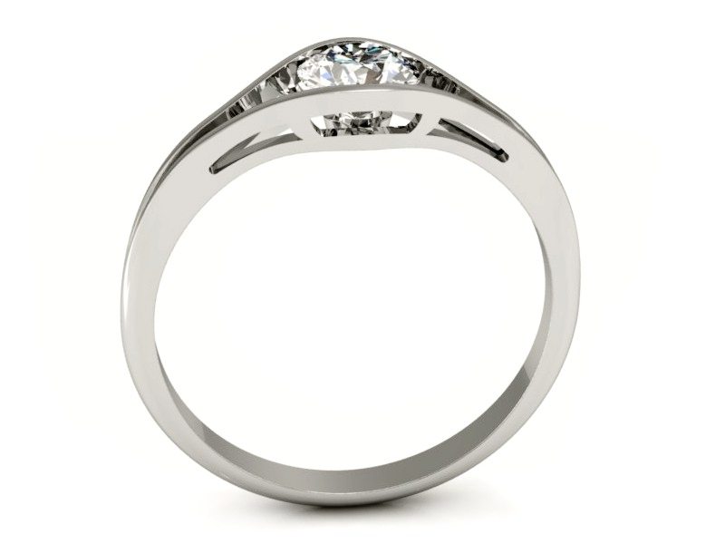 Złoty pierścionek z brylantem białe złoto - p16101b — zdjęcie 3
