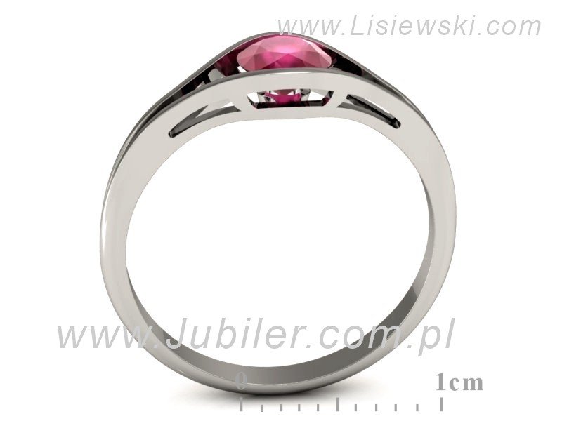 Złoty pierścionek z rubinem białe złoto - p16101br — zdjęcie 3