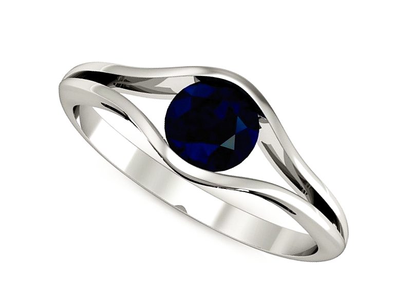 Złoty pierścionek z szafirem białe złoto - p16101bsz