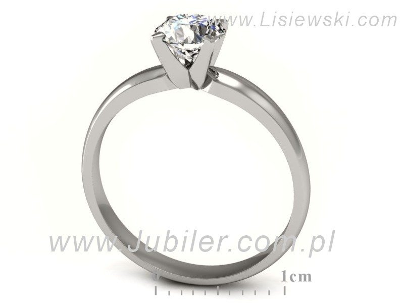 Złoty pierścionek z brylantem białe złoto - p16102b — zdjęcie 3