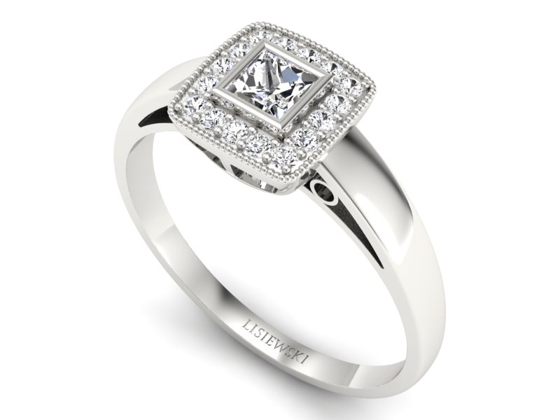 Pierścionek zaręczynowy z diamentami - p16105b — zdjęcie 3