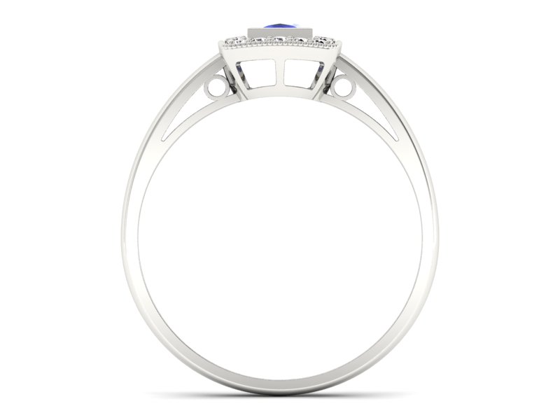 Złoty pierścionek z ametystem i brylantami - p16105bat — zdjęcie 2