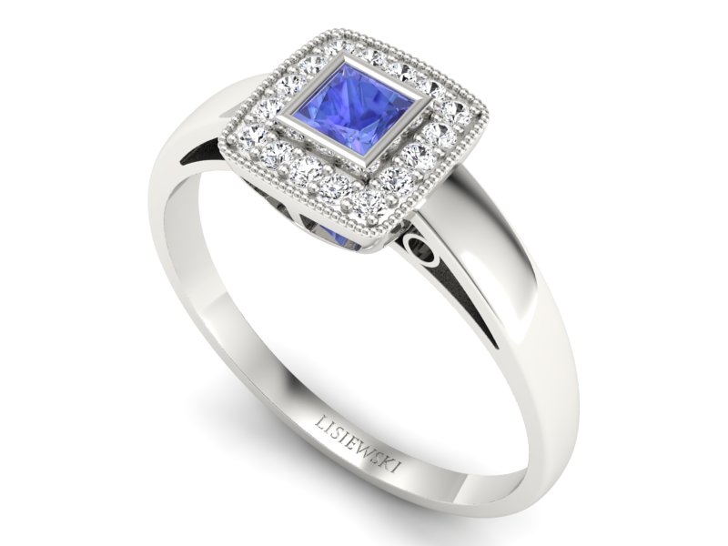 Złoty pierścionek z ametystem i brylantami - p16105bat — zdjęcie 3