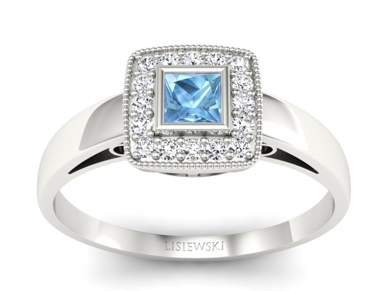 Złoty pierścionek z topazem i brylantami - p16105batop