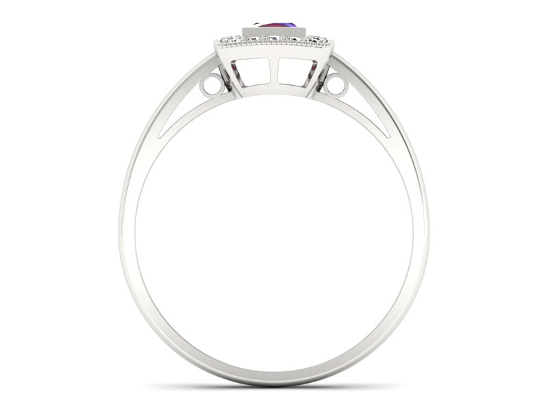 Pierścionek z rubinem i brylantami białe złoto - p16105br — zdjęcie 2