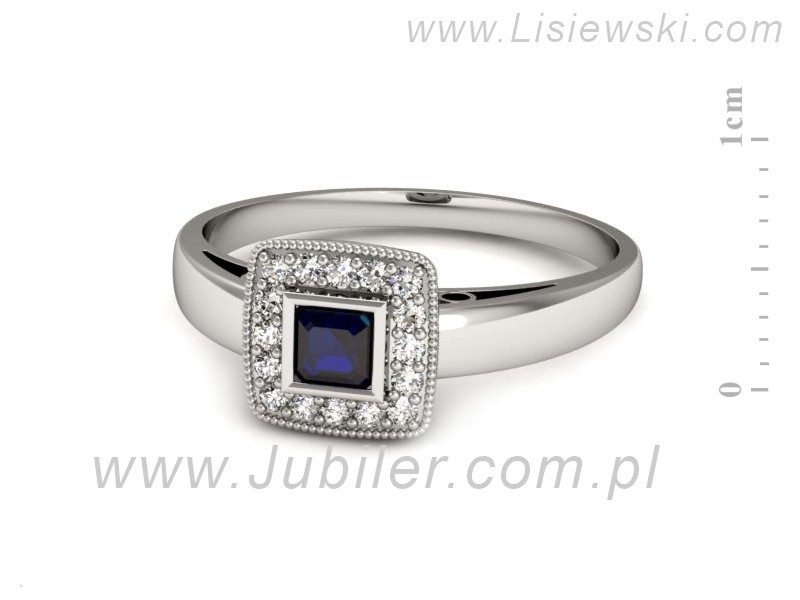 Pierścionek z szafirem i brylantami białe złoto - p16105bsz — zdjęcie 5