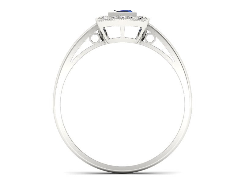 Pierścionek z szafirem i brylantami białe złoto - p16105bsz — zdjęcie 2