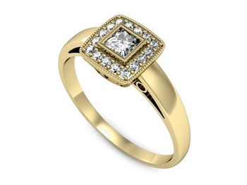 Złoty Pierścionek z diamentami żółte złoto 585 - p16105z - 1