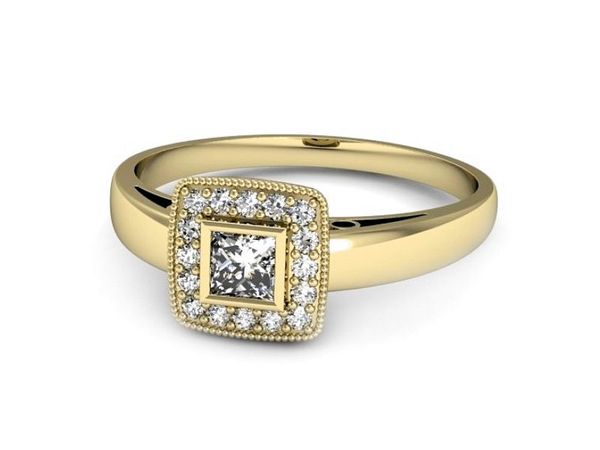 Złoty Pierścionek z diamentami żółte złoto 585 - p16105z