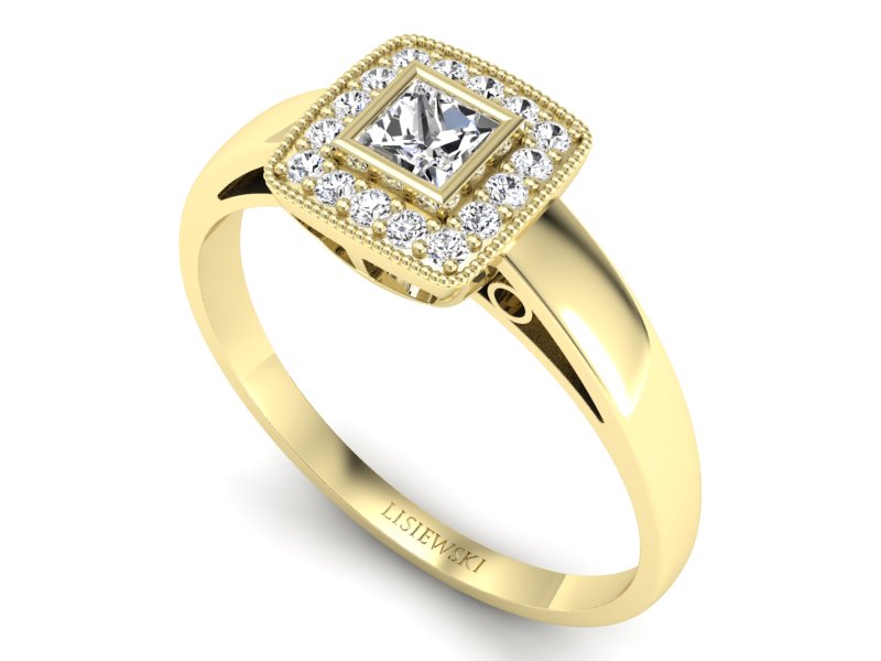 Złoty pierścionek z diamentami żółte złoto - p16105z — zdjęcie 3