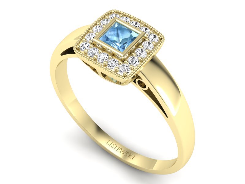Złoty pierścionek z topazem i brylantami - p16105zatop — zdjęcie 3