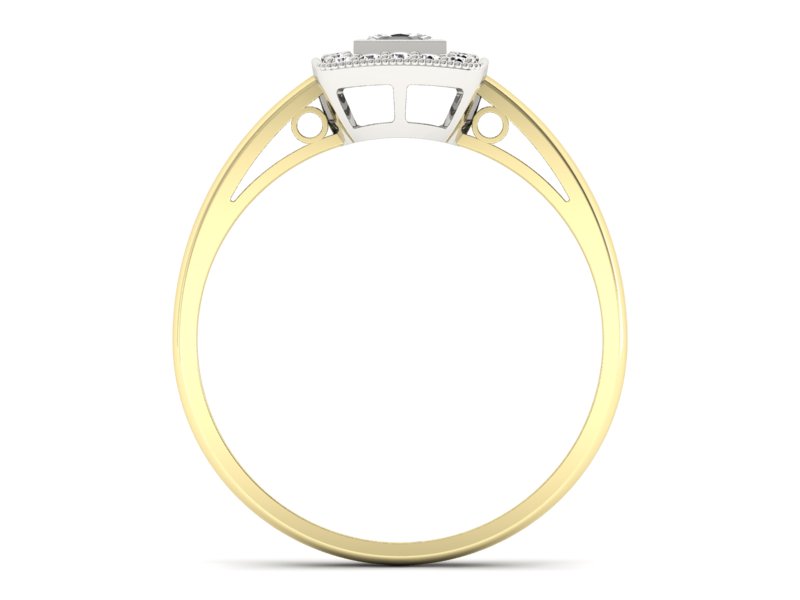 Pierścionek z diamentami białe i żółte złoto - p16105zb — zdjęcie 2