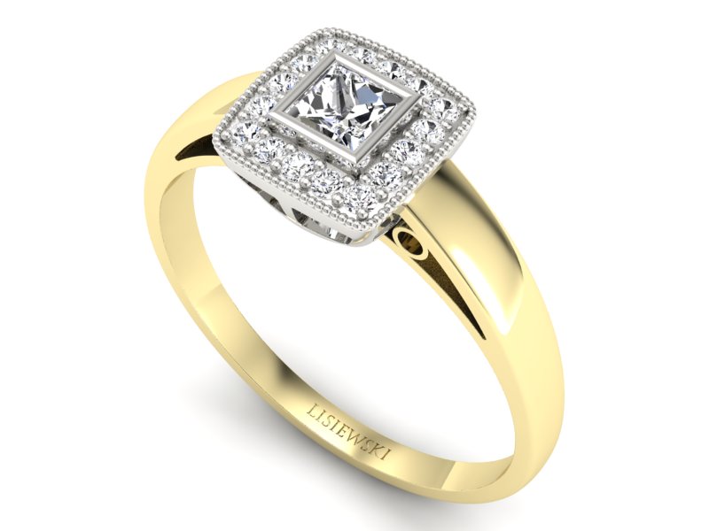 Pierścionek z diamentami białe i żółte złoto - p16105zb — zdjęcie 3