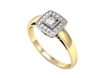 Pierścionek z diamentami białe i żółte złoto - p16105zb - 1