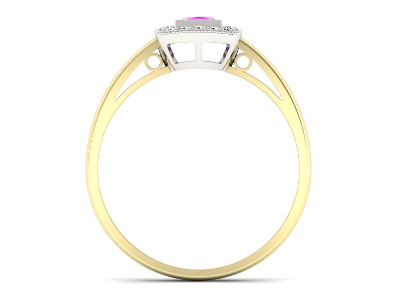 Pierścionek z ametystem i brylantami - p16105zbat — zdjęcie 2