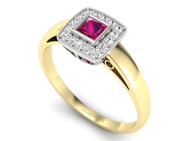 Pierścionek z rubinem i brylantami - p16105zbr — zdjęcie 3