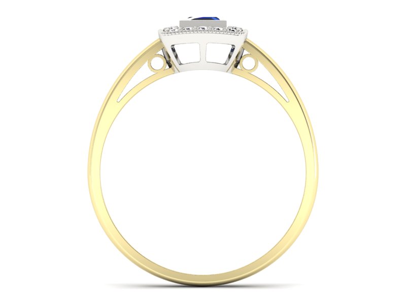 Złoty pierścionek z szafirem i diamentami - p16105zbsz — zdjęcie 2