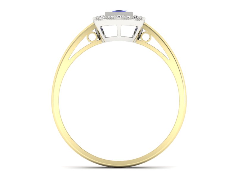 Złoty pierścionek z tanzanitem i brylantami - p16105zbt — zdjęcie 2