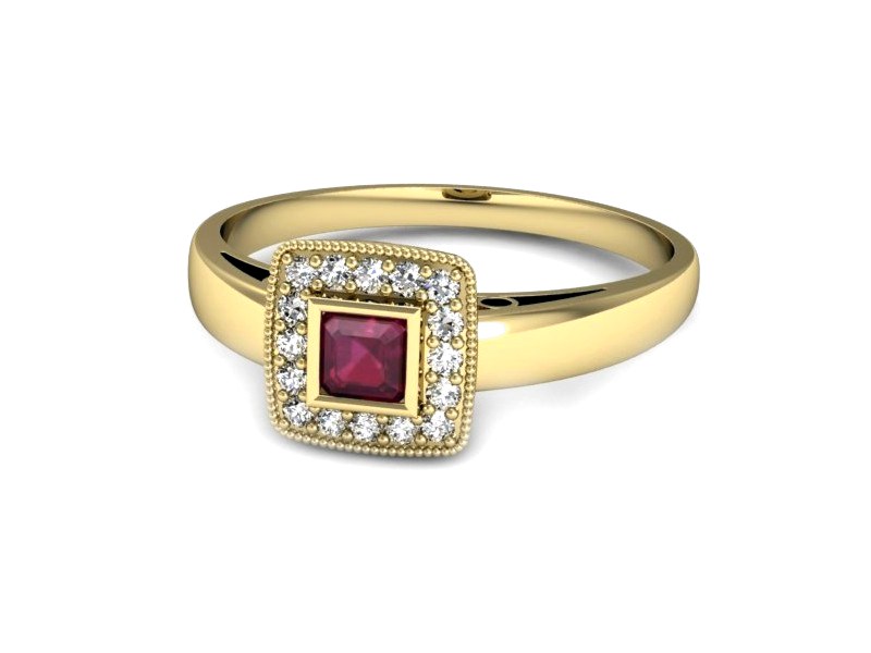 Pierścionek z rubinem i brylantami - p16105zr — zdjęcie 5
