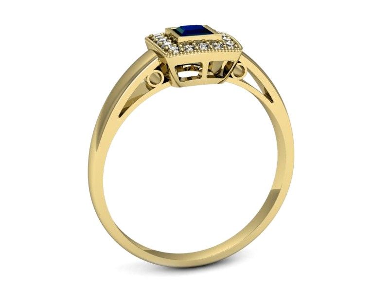 Pierścionek zaręczynowy z szafirem i brylantami złoto 585 - p16105zsz - 3