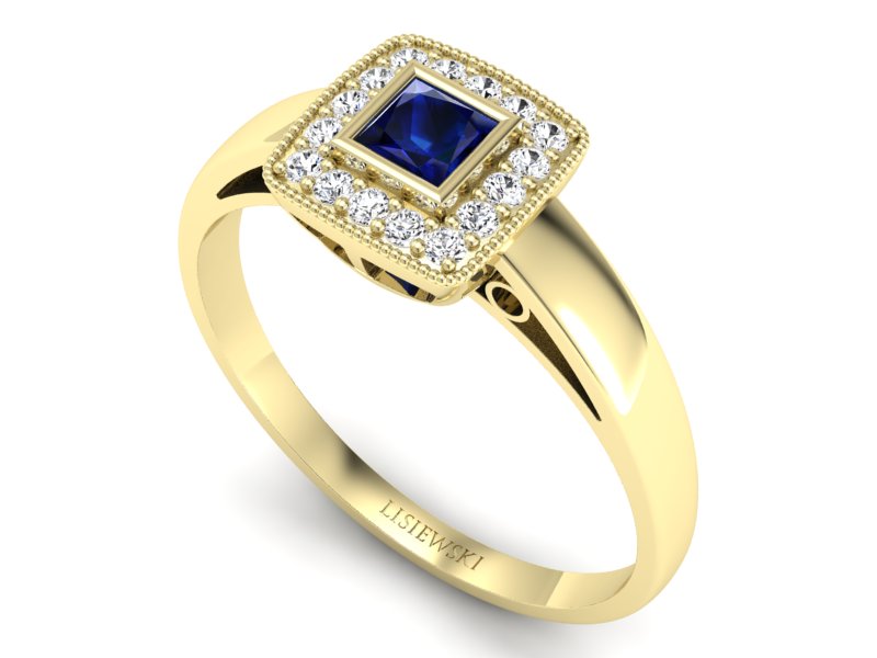 Pierścionek zaręczynowy z szafirem i brylantami - p16105zsz — zdjęcie 3