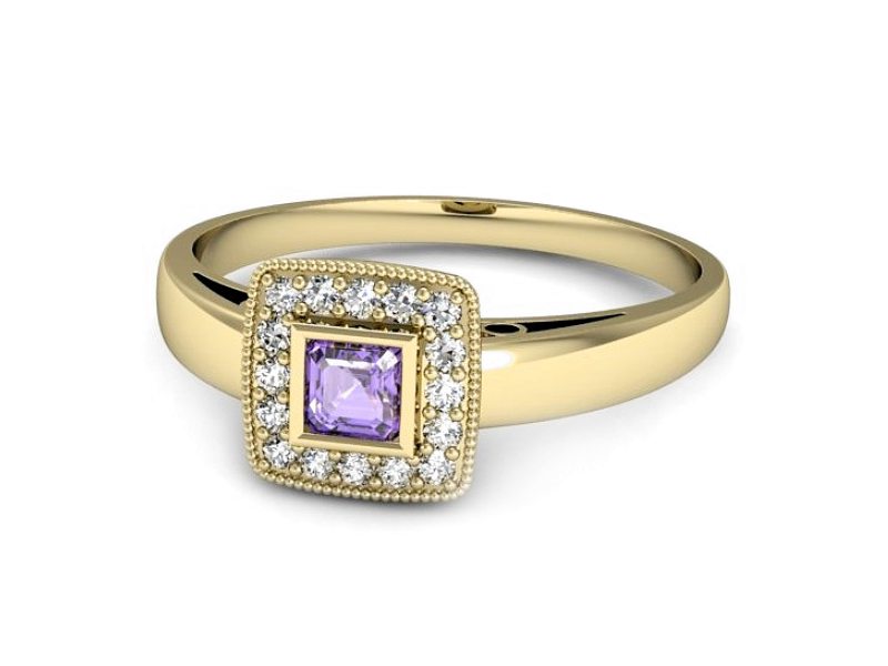 Pierścionek z tanzanitem i brylantami żółte złoto - p16105zt — zdjęcie 5