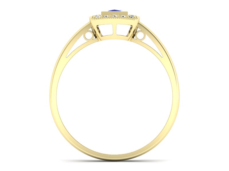 Pierścionek z tanzanitem i brylantami żółte złoto - p16105zt — zdjęcie 2