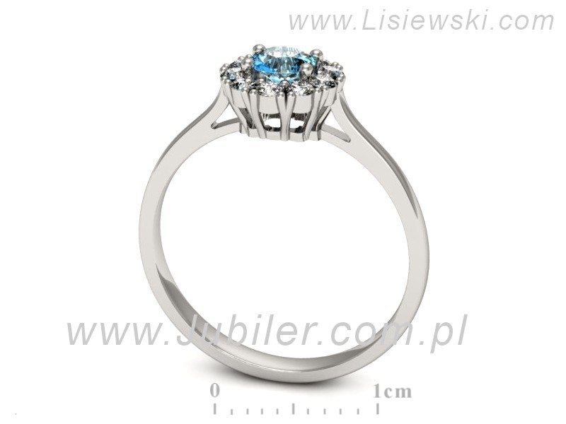 Złoty pierścionek z akwamarynem i brylantami - p16106ba — zdjęcie 3