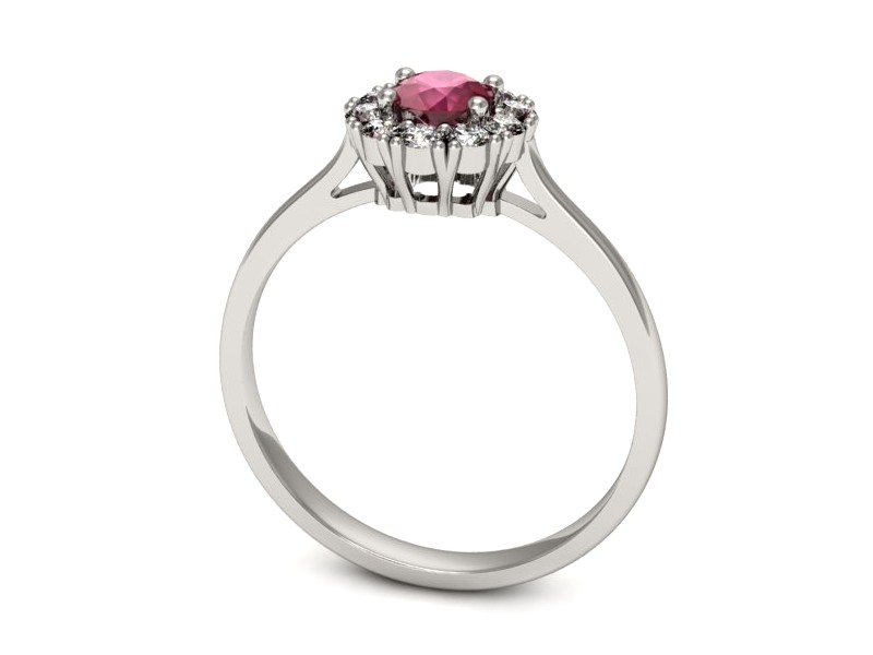 Pierścionek z rubinem i brylantami białe złoto - p16106br — zdjęcie 3