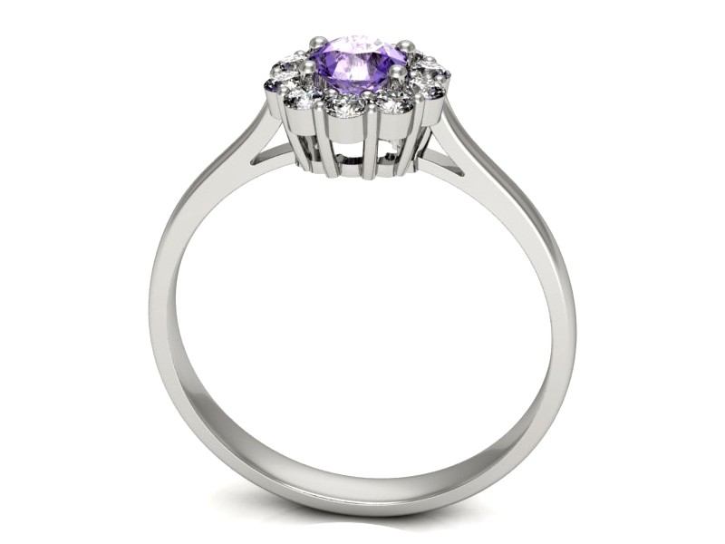 Pierścionek z tanzanitem białe złoto i brylantami - p16106bt — zdjęcie 3