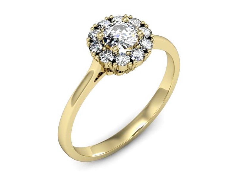 Złoty Pierścionek zaręczynowy z kilkoma brylantami - p16106z