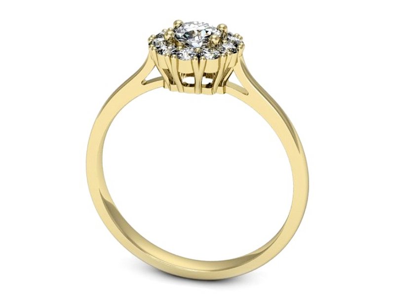 Złoty pierścionek zaręczynowy z kilkoma brylantami - p16106z — zdjęcie 3