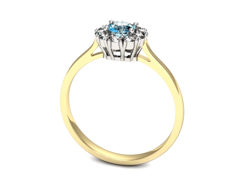 Pierścionek z akwamarynem i brylantem - p16106zba — zdjęcie 3