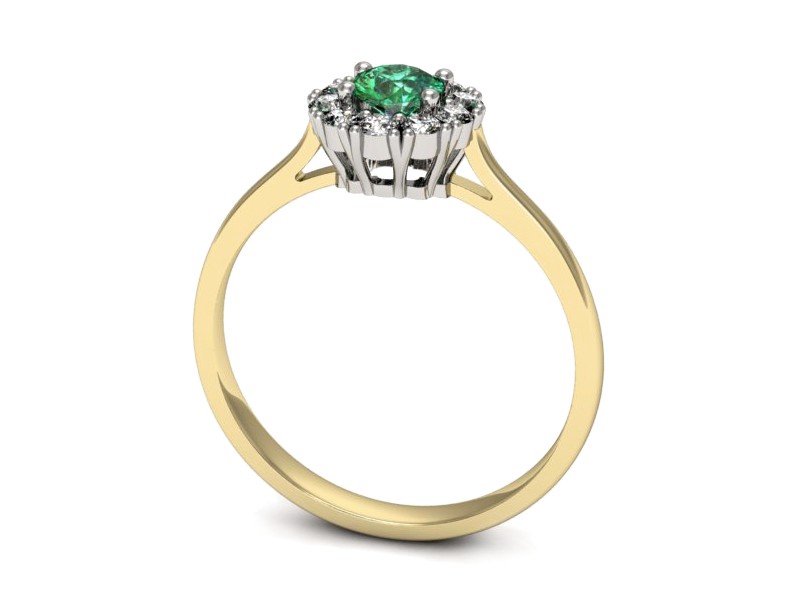 Złoty pierścionek ze szmaragdem i brylantami - p16106zbsm — zdjęcie 3