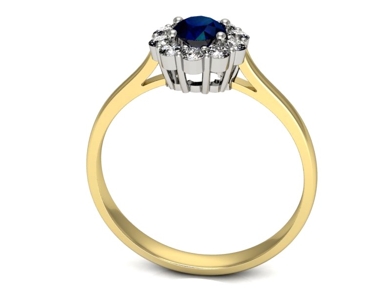 Złoty pierścionek z szafirem i diamentami - p16106zbsz — zdjęcie 3