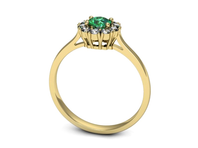 Złoty pierścionek ze szmaragdem i brylantami - p16106zsm — zdjęcie 3