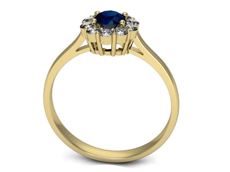 Złoty pierścionek z szafirem i brylantami - p16106zsz — zdjęcie 3
