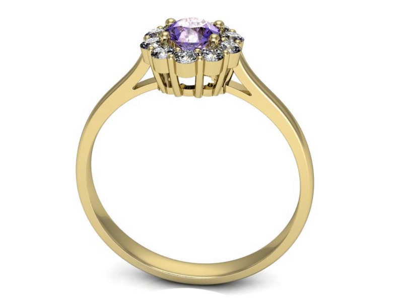 Pierścionek z tanzanitem i brylantami żółte złoto - p16106zt — zdjęcie 3