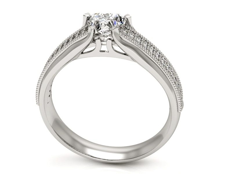 Złoty pierścionek z diamentami białe złoto - p16107b — zdjęcie 3